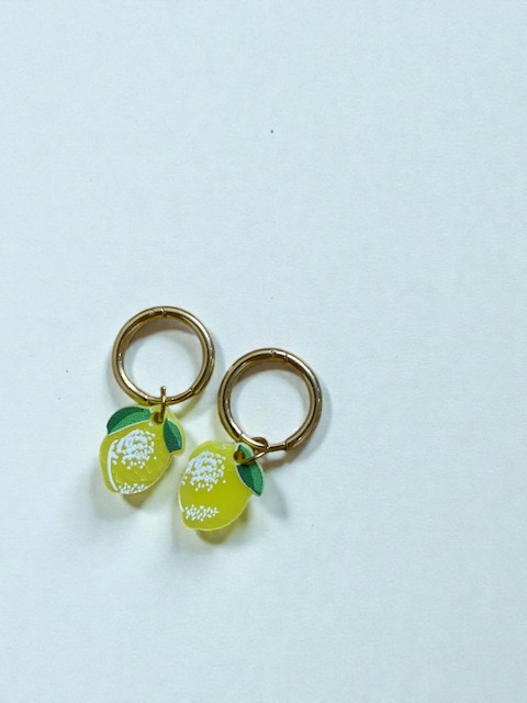 lemons Ατσαλινα χειροποιητα σκουλαρικια λεμονι