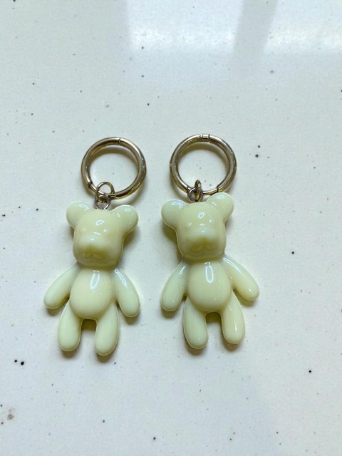 teddy bear κρεμαστα χρυσα σκουλαρικια αρκουδακια ζελεδακια